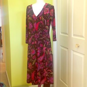 Lauren Ralph Lauren 3/4th sleeve faux wrap dress